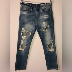 Pistola Ripped Destructed Mid Rise Super Grunge Denim Jeans Size 27 4